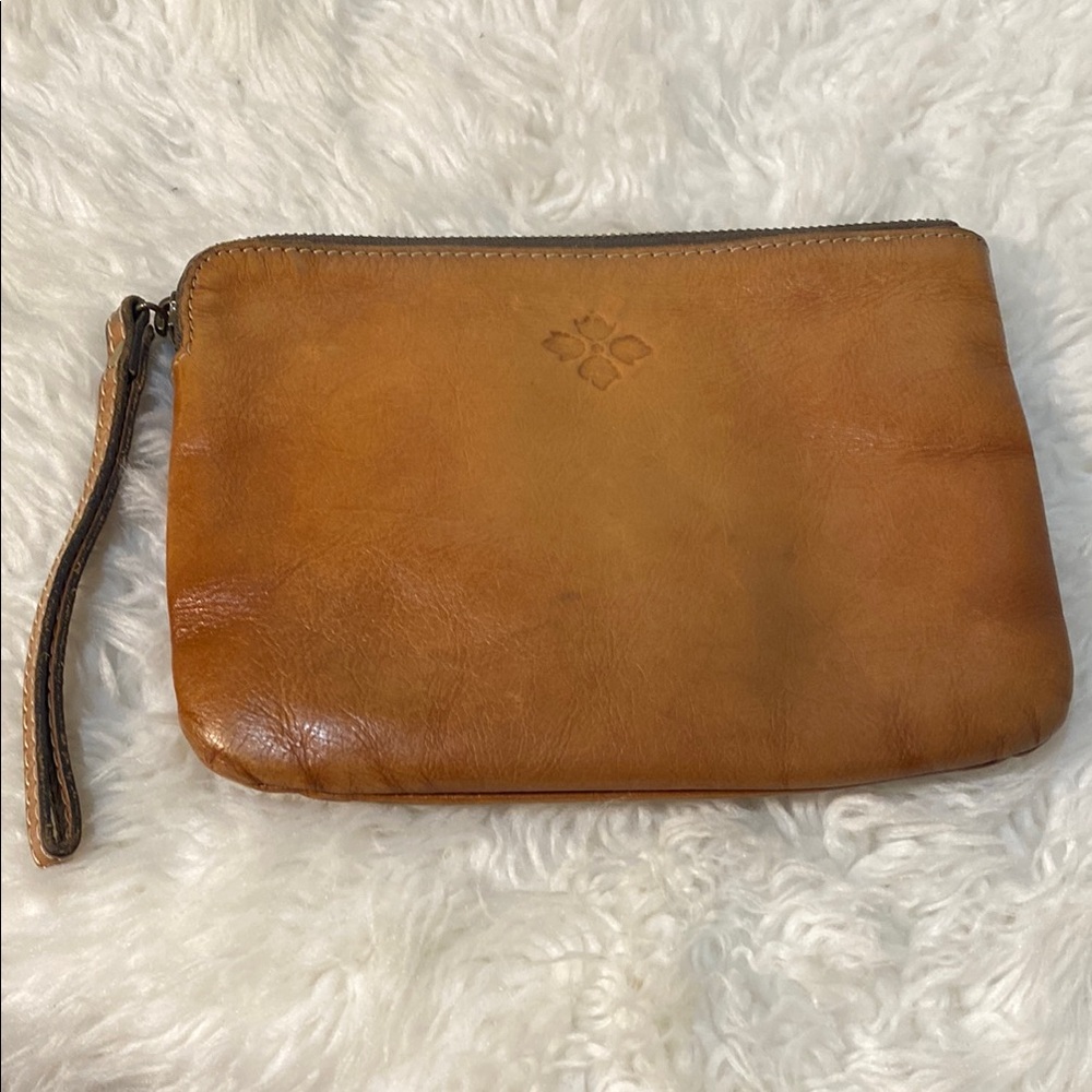 Patricia Nash Tan Leather Wristlet Bag